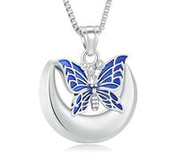 DOTUIARG Colliers d’urne papillon pour cendres crémation de lune bijoux de crémation commémoratif de cendres pour hommes femmes colliers souvenirs