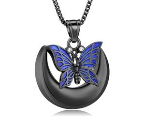 DOTUIARG Colliers d’urne papillon pour cendres crémation de lune bijoux de crémation commémoratif de cendres pour hommes femmes colliers souvenirs