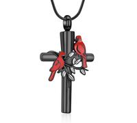 DOTUIARG Colliers d’urne pour la croix des cendres, pendentif de crémation, bijoux commémoratifs en acier inoxydable pour hommes, femmes