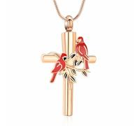 DOTUIARG Colliers d’urne pour la croix des cendres, pendentif de crémation, bijoux commémoratifs en acier inoxydable pour hommes, femmes