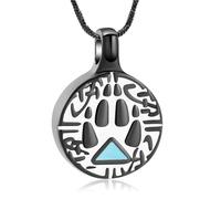 DOTUIARG Crémation Bijoux pour Cendres Patte Empreinte urne Ronde Pendentif Souvenir Animal de Compagnie Chien Chat Memorial Collier pour Hommes Femmes