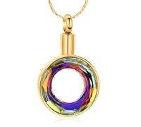 DOTUIARG Crémation Bijoux urne Collier pour Cendres Cristal Cercle de la Vie Memorial Pendentif Êtres Chers Souvenir de l’éternité pour Les Femmes Hommes