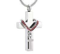 DOTUIARG Croix avec cristal bijoux de crémation pour cendres Urne commémorative en acier inoxydable collier Médaillon de cendres