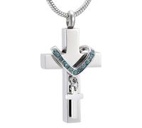 DOTUIARG Croix avec cristal bijoux de crémation pour cendres Urne commémorative en acier inoxydable collier Médaillon de cendres