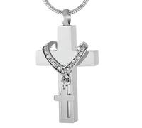 DOTUIARG Croix avec cristal bijoux de crémation pour cendres Urne commémorative en acier inoxydable collier Médaillon de cendres