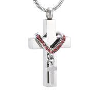 DOTUIARG Croix avec cristal Bijoux de crémation pour cendres Urne en acier inoxydable collier Médaillon cendres pendentif souvenir