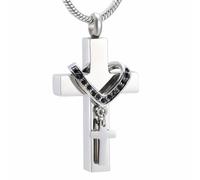 DOTUIARG Croix avec cristal Bijoux de crémation pour cendres Urne en acier inoxydable collier Médaillon cendres pendentif souvenir