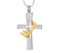 DOTUIARG Croix commémorative de cendres colliers pour femmes Bijoux de crémation pour cendres Pendentif urne en acier inoxydable Souvenirs cadeaux