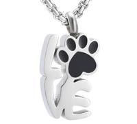 DOTUIARG Croix en acier inoxydable dorée avec empreinte de patte de chien, collier de crémation, pendentif bijou souvenir pour cendres