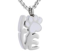 DOTUIARG Croix en acier inoxydable dorée avec empreinte de patte de chien, collier de crémation, pendentif bijou souvenir pour cendres