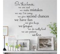 DOTUIARG Dans cette maison, nous sommes Home Decal Famille Vinyle Mur Autocollant Citations Lettrage Mots Salon Toile De Fond Décor Décoratif