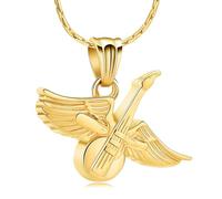 DOTUIARG Guitare urne Collier pour Cendres Anges Ailes crémation Bijoux Souvenir Pendentif funéraire Cendres Porte Proches Memorial Cadeau