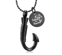 DOTUIARG Hamean urne Collier pour Cendres pêche Memorial Pendentif crémation Bijoux Proches Cendres Porte Souvenir Cadeau pour Hommes Femmes