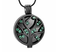 DOTUIARG Médaillon de crémation en acier inoxydable en acier inoxydable en incrustation en zircon, transparent et vert, bijoux d’urne commémorative pour cendres