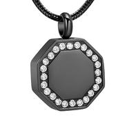 DOTUIARG Pendentif en cendres de crémation en cristal collier d’urne en acier inoxydable pour cendres d’animaux humains, cercueil commémoratif funéraire