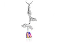 DOTUIARG Pendentif en feuilles de fleur de rose couleur argent/or Urnes collier Bijoux de crémation pour cendres Bijoux souvenirs Souvenir mémoire