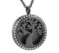 DOTUIARG Pendentif en incrustations d’arbre, cristaux d’aromathérapie, huiles essentielles, 3 couleurs, bijoux en acier inoxydable, médaillon parfum