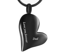 DOTUIARG Toujours dans mon cœur Pendentif souvenir en acier inoxydable pour crémation en forme de cœur pour les cendres collier commémoratif d’urne à offrir