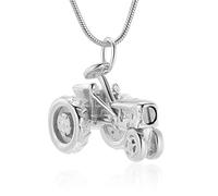 DOTUIARG Tracteurs, bijoux de crémation, pendentif de cendres, médaillon commémoratif en acier inoxydable, colliers d’urnes pour cendres, bijoux d’urne souvenir
