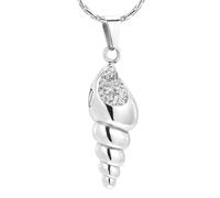 DOTUIARG Urne de crémation pour conque collier avec pendentif en cendres de cristal bleu/rouge, bijoux souvenirs en acier inoxydable