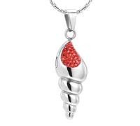 DOTUIARG Urne de crémation pour conque collier avec pendentif en cendres de cristal bleu/rouge, bijoux souvenirs en acier inoxydable