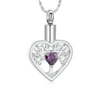 DOTUIARG Urne en forme de cœur de l’Arbre de la Vie, collier pour cendres, bijoux de crémation, médaillon d’urne, porte-cendres humaines, pendentif commémoratif pour femmes