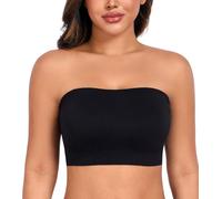 DotVol Femme Soutien-Gorge sans Bretelles Bandeau Tube Bra sans Armatures Grandes Tailles légèrement rembourré Bralette sous-vêtements Noir 3XL