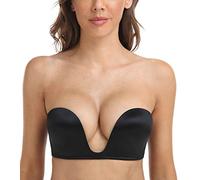 DotVol Soutien-Gorge pour Femme sans Bretelles Push Up u sans Bretelles rembourré sans Dos Noir,FR90D