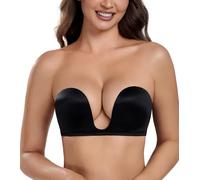 DotVol Soutien-Gorge pour Femme sans Bretelles Push Up u sans Bretelles rembourré sans Dos Noir,FR95A