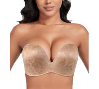 DotVol Soutien-Gorge pour Femmes sans Bretelles Push Up Dos Nu rembourré Deep V Convertible Grande Taille Confort Quotidien décontracté