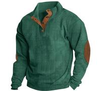 Dotwites - Chemises en velours côtelé pour homme - Col à revers - Boutons - Polaire - Manches longues - Col rond - Polos - Pull en flanelle - Haut (Vert, Taille XL)