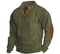 Dotwites - Chemises en velours côtelé pour homme - Col à revers - Boutons - Pull à col rabatté - Polos en flanelle - Sweat-shirt (Vert kaki, XL)