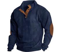 Chemise en velours côtelé pour homme avec col à revers et col montant, bleu marine, XXL