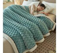 Dotwites Couverture en flanelle chaude et épaisse, réversible, en molleton sherpa, couverture douce et moelleuse pour lit ou canapé (bleu, 200 x 230 cm)