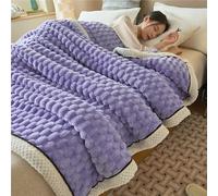 Dotwites Couverture épaisse en flanelle, chaude et épaisse, réversible, en molleton sherpa, couverture douce et moelleuse pour lit ou canapé (violet, 120 x 200 cm)