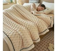 Dotwites Couverture épaisse et chaude en flanelle, couverture polaire sherpa réversible, douce et moelleuse pour lit ou canapé, beige, 180 x 200 cm