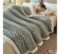 Dotwites Couverture épaisse et chaude en flanelle, couverture polaire sherpa réversible, douce et moelleuse pour lit ou canapé (gris, 120 x 200 cm)