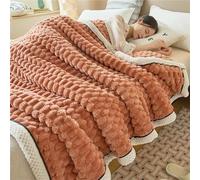 Dotwites Couverture épaisse et chaude en flanelle, couverture polaire sherpa réversible, douce et moelleuse pour lit ou canapé, orange, 120 x 200 cm
