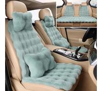 Dotwites Ensemble complet de coussins de siège de voiture en peluche épaisse de luxe - Housses de siège de voiture moelleuses universelles en fausse fourrure (vert, 9 pièces)