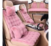 Dotwites Ensemble complet de coussins de siège de voiture en peluche épaisse de luxe - Housses de siège de voiture moelleuses universelles en fausse fourrure (rose, 3 pièces)