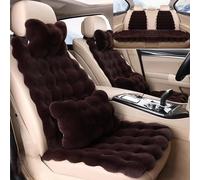 Dotwites Ensemble complet de coussins de siège de voiture en peluche épaisse de luxe - Housses de siège de voiture moelleuses universelles en fausse fourrure (café, 3 pièces)