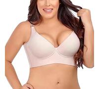 Dotwites Ordinarye-R Soutien-gorge lissant le dos, soutien-gorge à bonnets profonds, soutien-gorge couvrant entièrement le dos, soutien-gorge galbant à bonnets profonds pour femme, chair, 95G