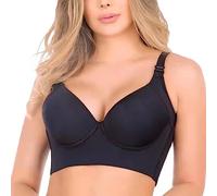 Dotwites Ordinarye-R Soutien-gorge lissant le dos, soutien-gorge à bonnets profonds, soutien-gorge couvrant entièrement le dos, soutien-gorge galbant à bonnets profonds pour femme, Noir , 115F