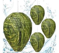DOUBFIVSY 4 Pièces Faux Nid de Guêpes, Tissu Imperméable Faux Nid de Frelons, Leurres Nid de Guêpe Suspendu, Nid de Guêpe Artificiel pour Répulsif Contre Guêpes à l'extérieur Pour Jardin (Vert)