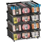 DOUBFIVSY 4PCS Panier Congelateur Coffre, Rangement Congelateur Extensible Empilable Pliables avec Poignées, Métal Organisateur de Congélateur Polyvalent Pour 140-570L Congélateur (4 Pièces-Noir)