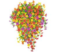 DOUBFIVSY Fleurs Artificielles Suspendues pour Extérieur, 4 Pièces Fleur Artificielle Tombante Résistantes aux UV, Plante Artificielles pour Intérieur Extérieur Décoration Jardin Mariage (4 Couleurs)