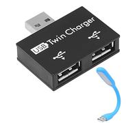 Double adaptateur USB - Mini hub USB, répartiteur de port USB auto-alimenté | lecteur d'imprimante, clavier, casque, manette de jeu, port de charge intelligent avec adaptateur, répartiteur USB