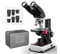 [Double alimentation] Microscope binoculaire composé de laboratoire Vabiooth avec grossissement 40X-2500x, étage mécanique à deux couches, oculaires ultra large champ de 20 mm, oculaires 10x, 16x et