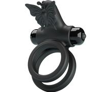 Double Anneau Vibrant avec Stimulateur Noir