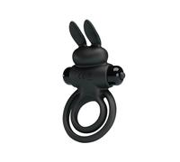 Double Anneau Vibrant Lapin Clitoris Érection Retard 10 Modes AAA Waterproof